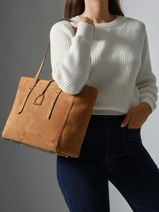 Schoudertas Altesse Suede Etrier Bruin altesse suede EASU088M-vue-porte